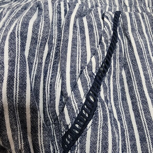 Briggs Pants Womens Size L Large Blue Striped Linen Blend Pull On Pants Pockets - Picture 4 of 5